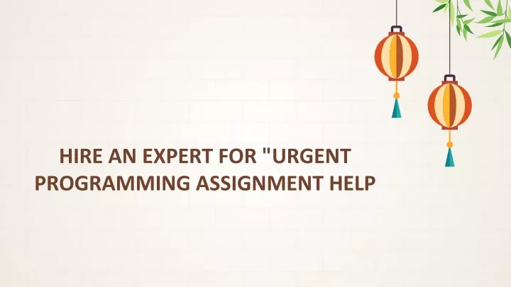 hire an expert for urgent programming assignment help