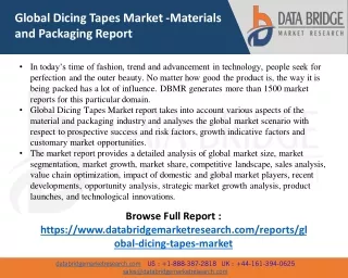 Global Dicing Tapes Market Size 2021-2028 Worldwide Industrial Analysis