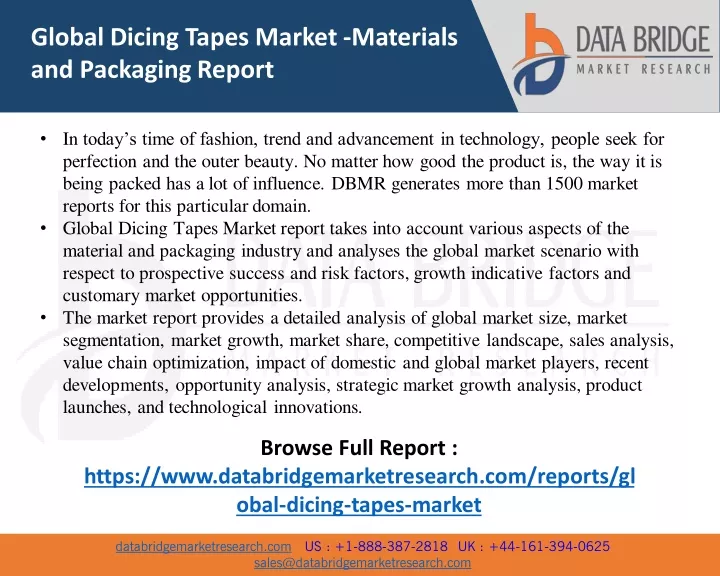 global dicing tapes market materials