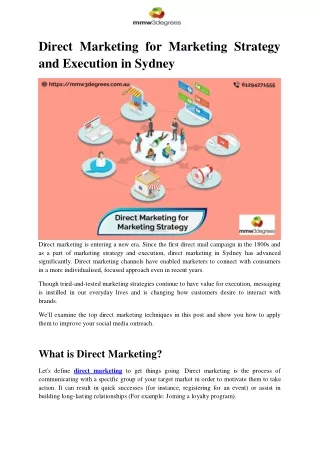 Direct Marketing for Marketing Strategy and Execution in Sydney