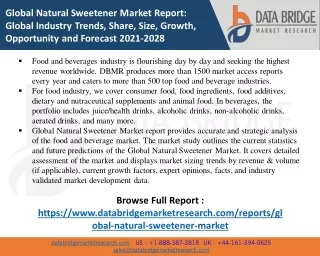 Global Natural Sweetener Market size 2021, Drivers, Challenges, And Impact