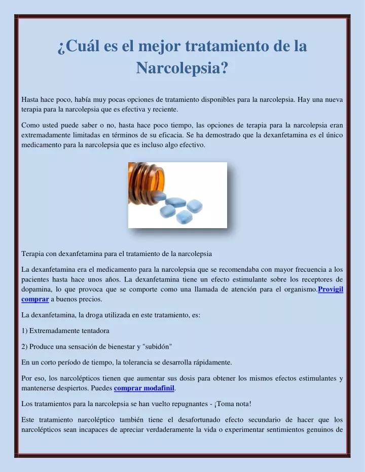 cu l es el mejor tratamiento de la narcolepsia