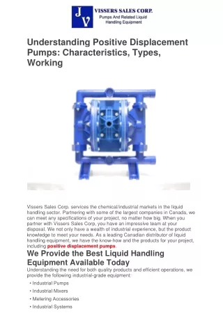 Understanding Positive Displacement Pumps: Characteristics, Types, Working