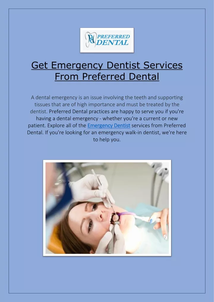 get emergency dentist services from preferred