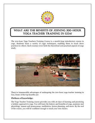 What Are the Benefits of Joining 200-Hour Yoga Teacher Training in Goa?