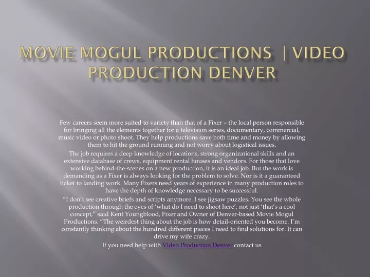 movie mogul productions video production denver