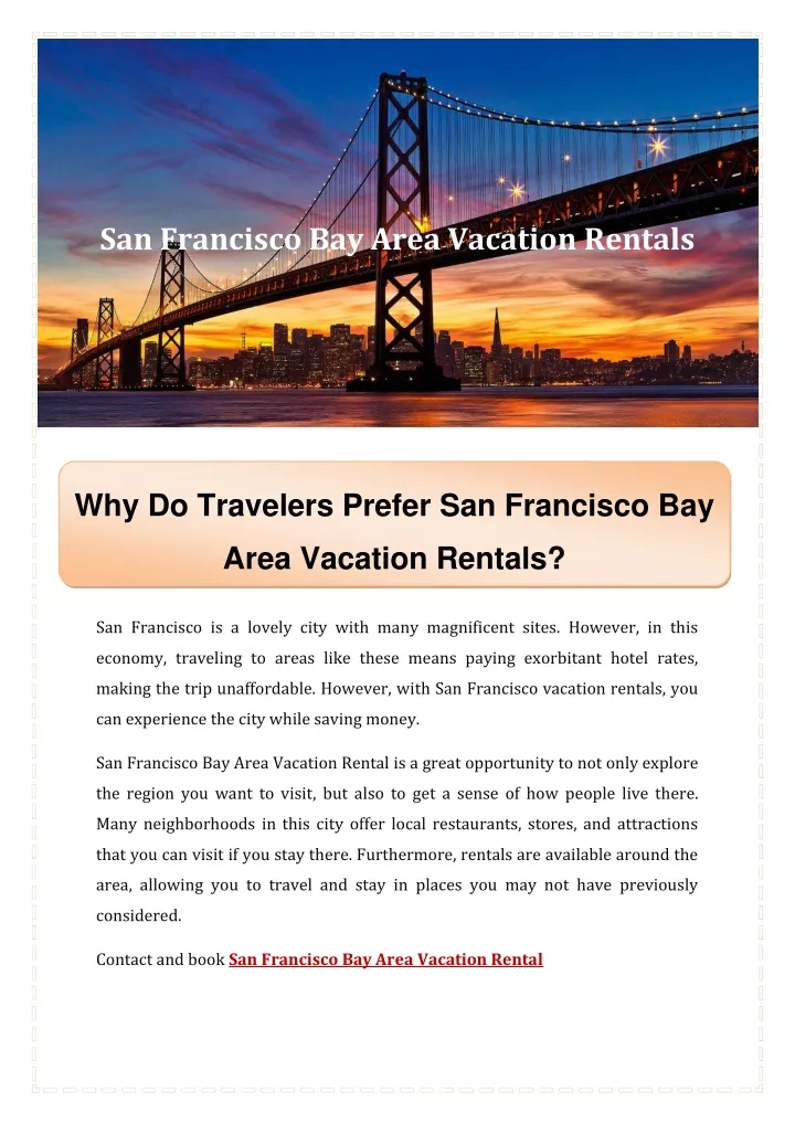 san francisco bay area vacation rentals