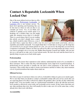 Contact A Reputable Locksmith When Locked Out