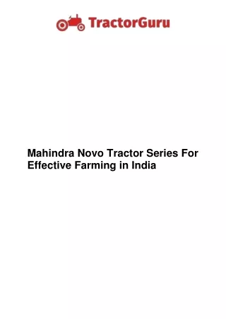 mahindra novo tractor series for effective
