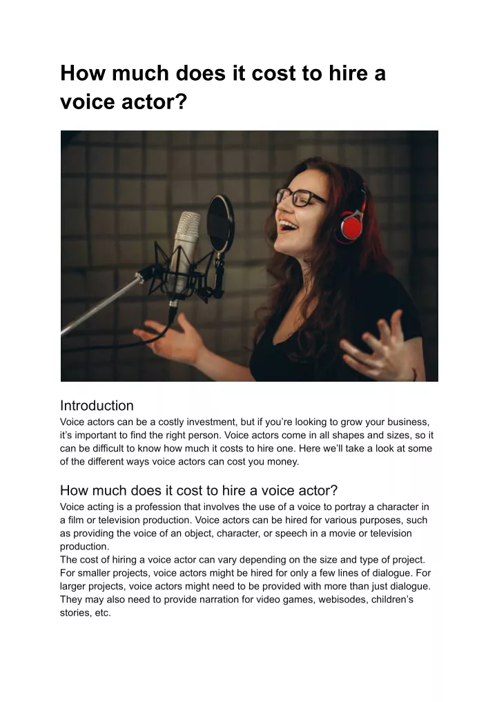 how much does it cost to hire a voice actor