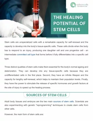 The Healing Potential of Stem Cells