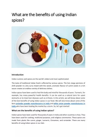 what are the benefits of using indian what