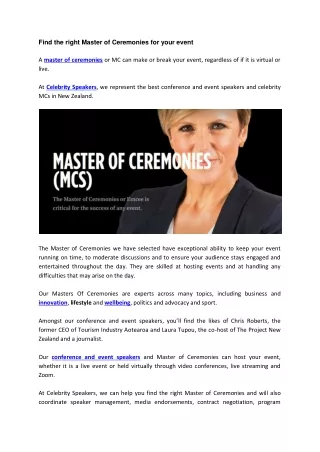 Find the right Master of Ceremonies for your event