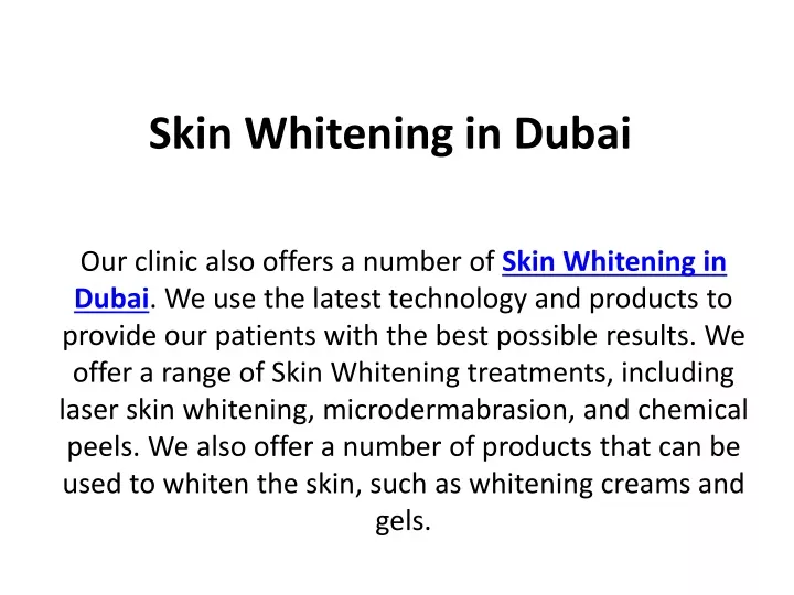 skin whitening in dubai