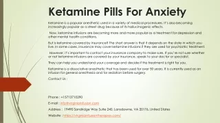 ketamine pills for anxiety