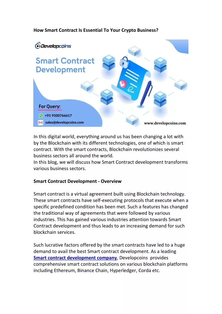 how smart contract is essential to your crypto