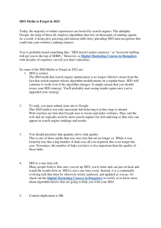 seo myths to forget in 2022