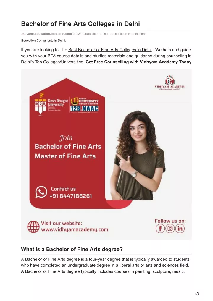 bachelor of fine arts colleges in delhi