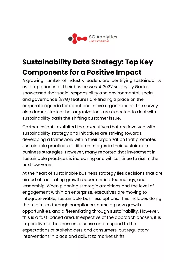 sustainability data strategy top key components