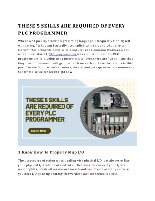 THESE 5 SKILLS ARE REQUIRED OF EVERY PLC PROGRAMMER