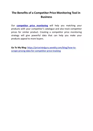 the benefits of a competitor price monitoring