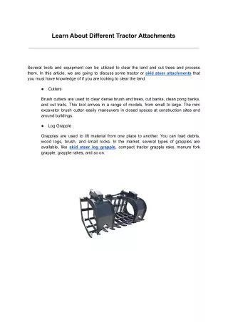 Learn About Different Tractor Attachments