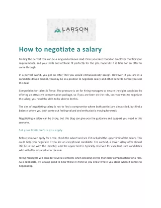 how to negotiate a salary