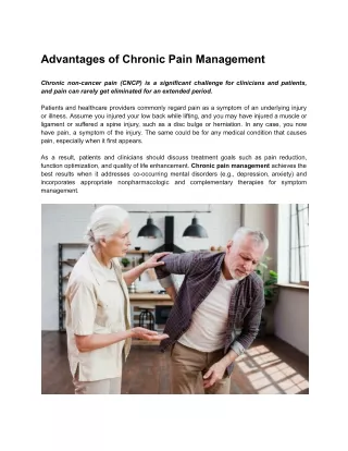 Advantages of Chronic Pain Management