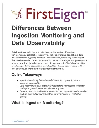 differences between ingestion monitoring and data