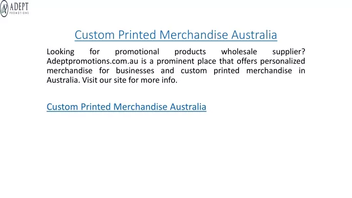 custom printed merchandise australia