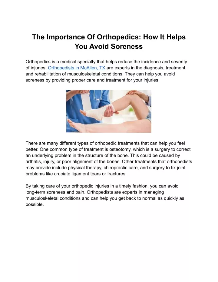 the importance of orthopedics how it helps