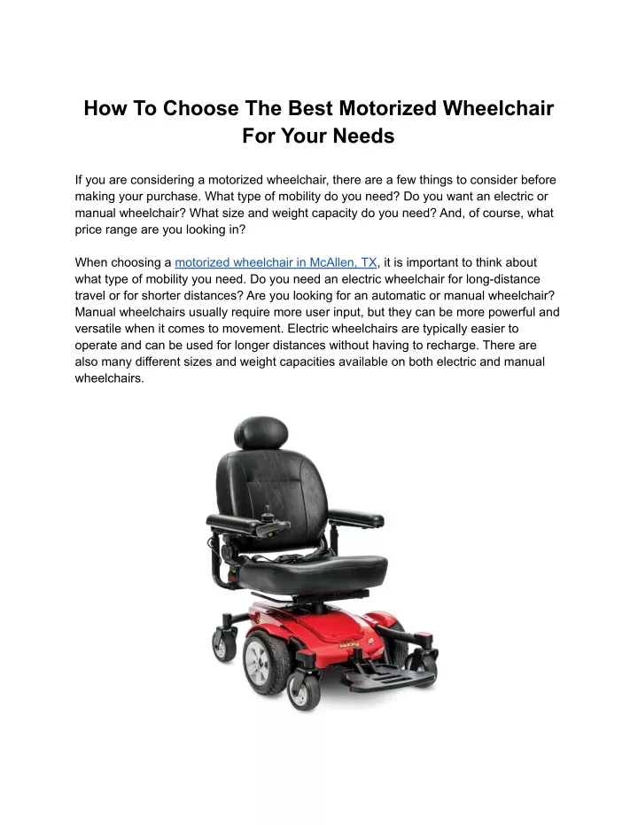 how to choose the best motorized wheelchair