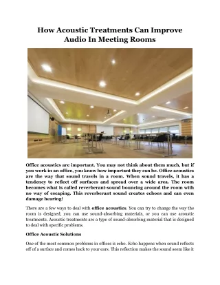 How Acoustic Treatments Can Improve Audio In Meeting Rooms