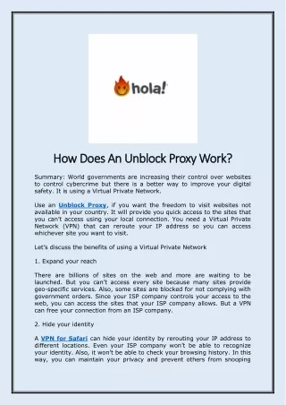 how does an unblock proxy work how does