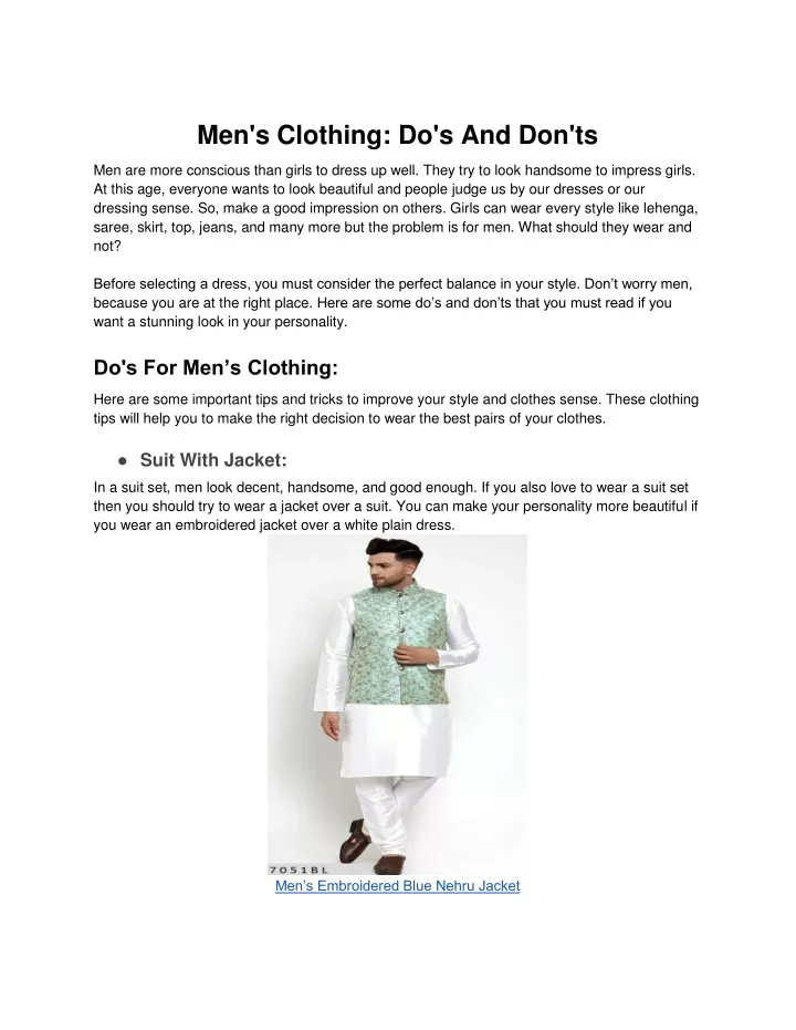 men s clothing do s and don ts