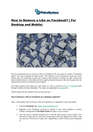 how to remove a like on facebook for desktop