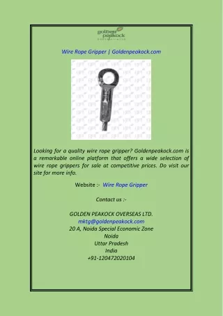 wire rope gripper goldenpeakock com