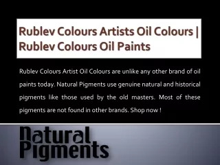 Rublev Colours Artists Oil Colours | Rublev Colours Oil Paints