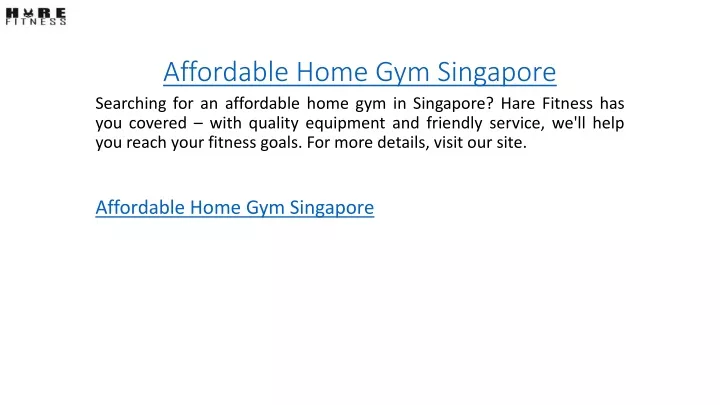 affordable home gym singapore