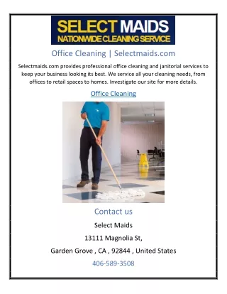 Office Cleaning | Selectmaids.com
