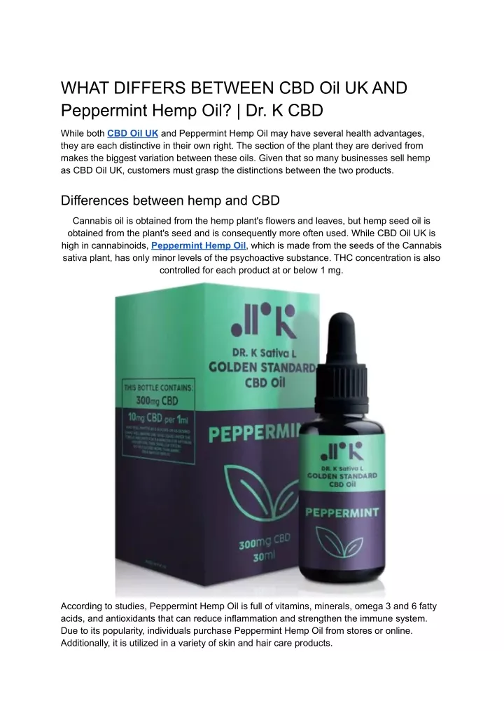 what differs between cbd oil uk and peppermint