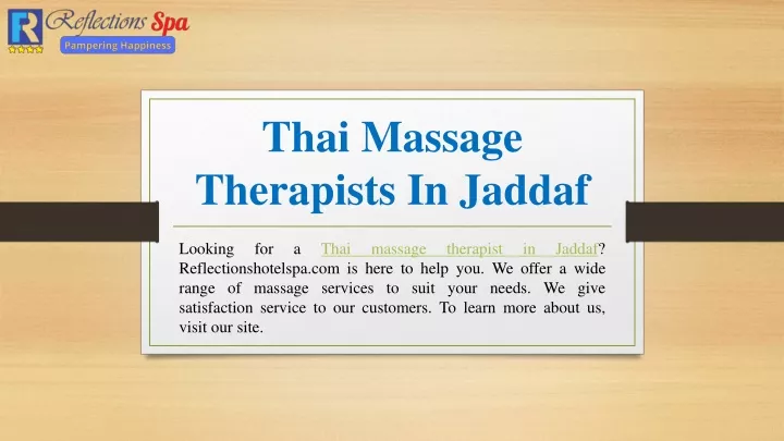 thai massage therapists in jaddaf