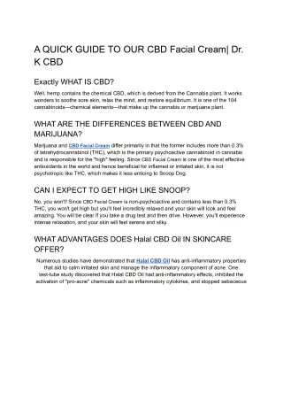 A QUICK GUIDE TO OUR CBD Facial Cream_ Dr. K CBD