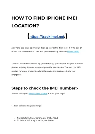 HOW TO FIND IPHONE IMEI LOCATION?