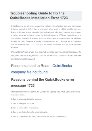 troubleshooting guide to fix the quickbooks