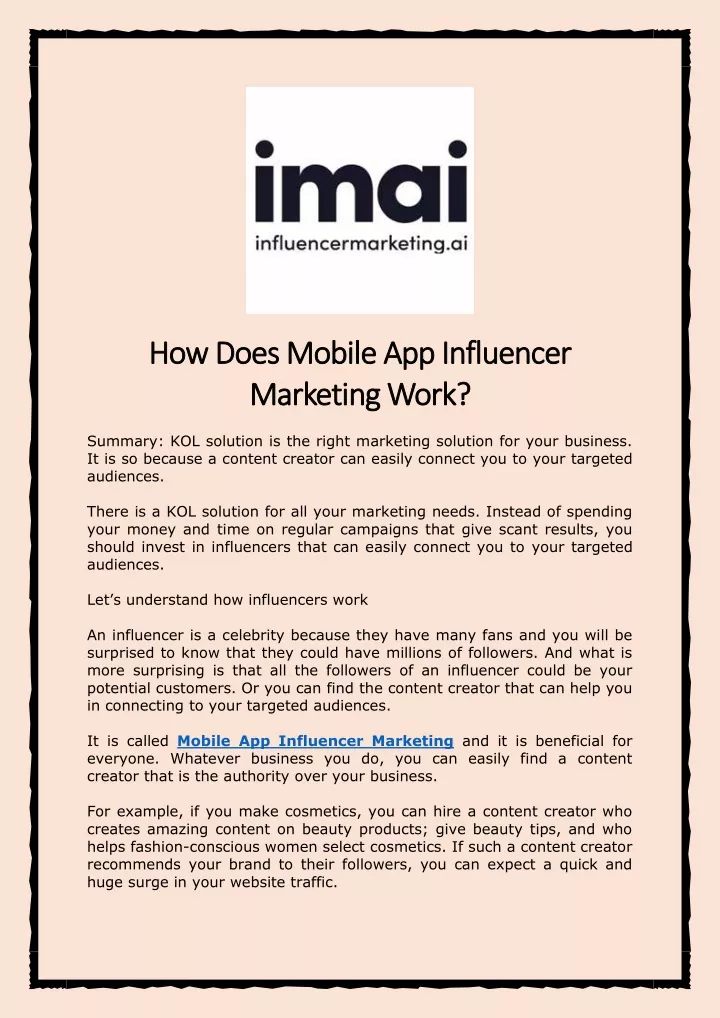 how does mobile app influencer how does mobile