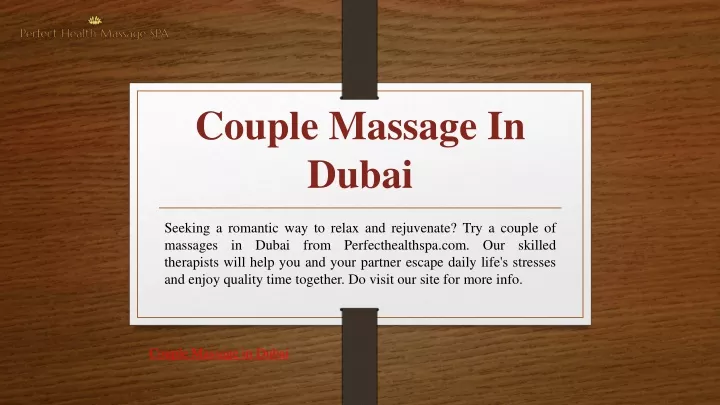 couple massage in dubai