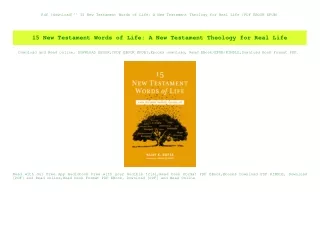 Pdf [download]^^ 15 New Testament Words of Life A New Testament Theology for Real Life [PDF EBOOK EP