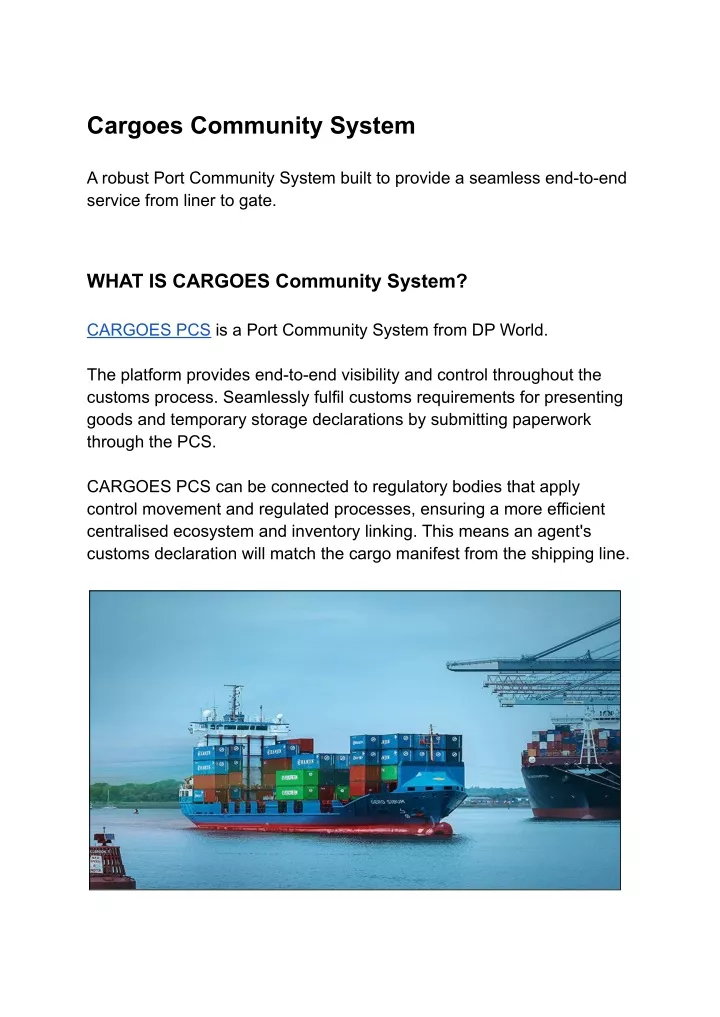 cargoes community system