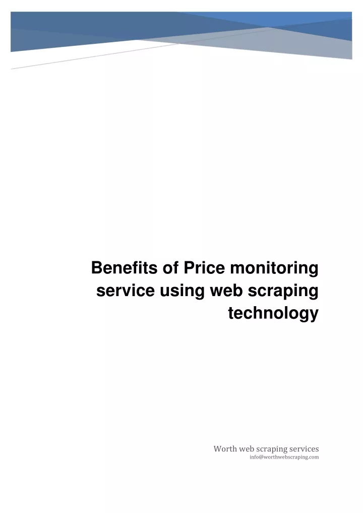 benefits of price monitoring service using